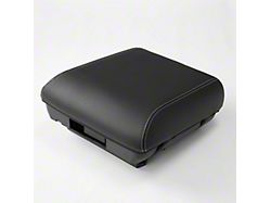 Kustom Interior Premium Artificial Leather Center Console Lid Armrest Cover; Black with White Stitching (21-26 F-150 w/ Full-Through Non-Work Surface Center Console)