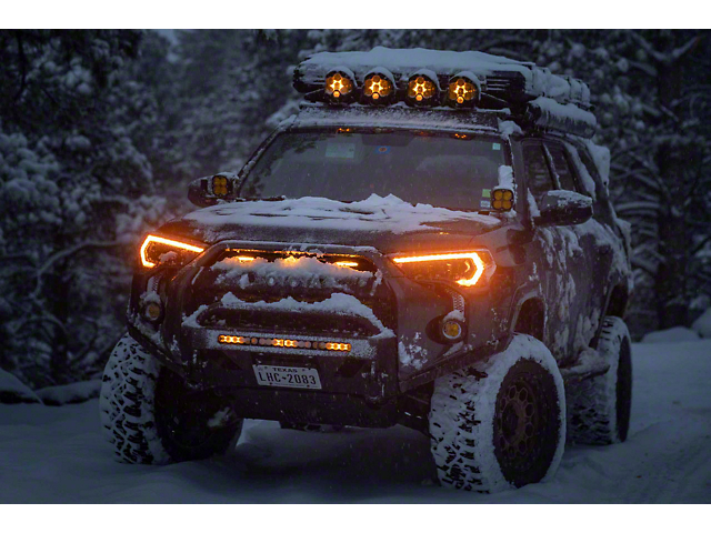 Morimoto XB LED Headlights with Amber DRL; Black Housing; Clear Lens (21-23 4Runner w/ Factory LED Low/LED High Beam Headlights)
