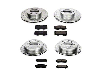 PowerStop Z23 Evolution 6-Lug Brake Rotor and Pad Kit; Front and Rear (03-09 4Runner w/ 13.30-Inch Front Rotors)