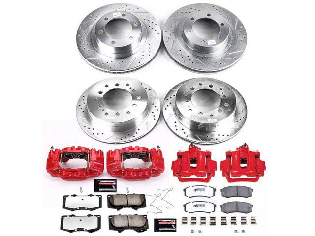 PowerStop Z36 Extreme Truck and Tow 6-Lug Brake Rotor, Pad and Caliper Kit; Front and Rear (03-09 4Runner w/ 13.30-Inch Front Rotors)