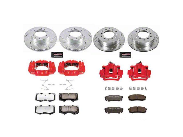PowerStop Z36 Extreme Truck and Tow 6-Lug Brake Rotor, Pad and Caliper Kit; Front and Rear (03-09 4Runner w/ 12.56-Inch Front Rotors)