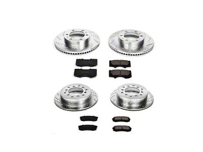 PowerStop Z23 Evolution 6-Lug Brake Rotor and Pad Kit; Front and Rear (03-09 4Runner w/ 12.56-Inch Front Rotors)