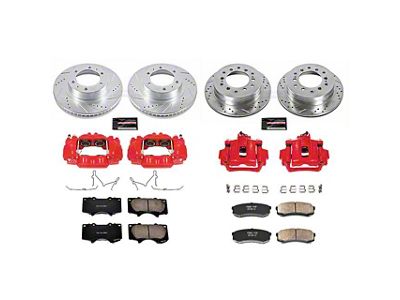 PowerStop Z23 Evolution 6-Lug Brake Rotor, Pad and Caliper Kit; Front and Rear (03-09 4Runner w/ 12.56-Inch Front Rotors)