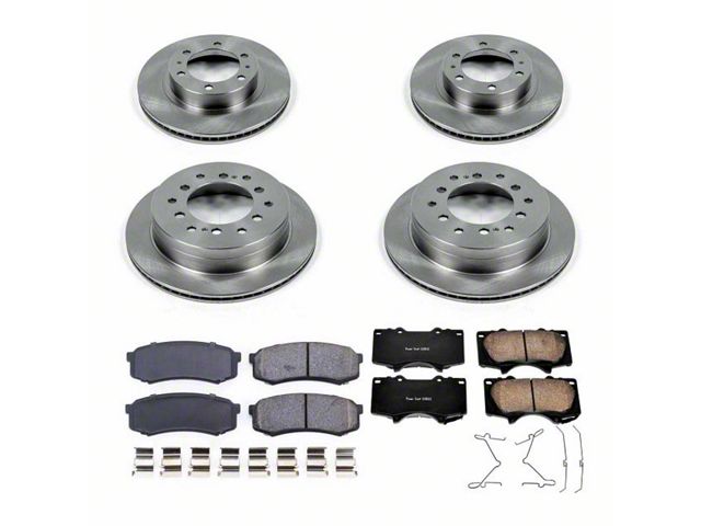 PowerStop OE Replacement 6-Lug Brake Rotor and Pad Kit; Front and Rear (03-09 4Runner w/ 12.56-Inch Front Rotors)