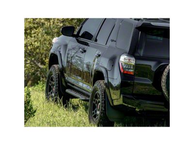 Cali Raised LED Step Edition Bolt On Rock Sliders with Bed Liner Filler Plate; Raw (10-24 4Runner)
