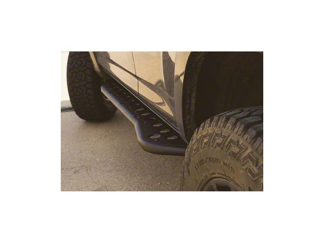 Cali Raised LED Step Edition Bolt On Rock Sliders with Bed Liner Filler Plate; Raw (03-09 4Runner)