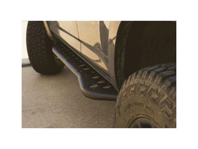 Cali Raised LED Step Edition Bolt On Rock Sliders with Kickout and Bed Liner Filler Plate; Textured Black (03-09 4Runner)