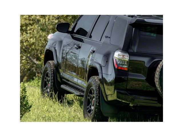Cali Raised LED Step Edition Bolt On Rock Sliders with Kickout and Raw Filler Plate; Bed Liner Coating (10-24 4Runner)