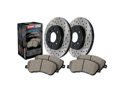 StopTech Street Axle Drilled and Slotted 6-Lug Brake Rotor and Pad Kit; Rear (03-09 4Runner)