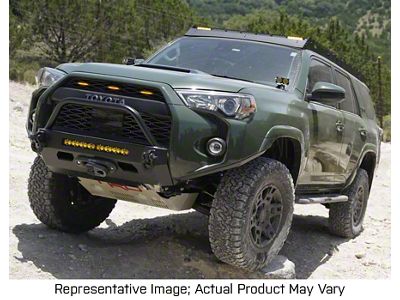 Southern Style Offroad Slimline Hybrid Front Bumper with Bull Bar, Winch Line Opening and 30-Inch Heise Cutout; Bare Metal (14-23 4Runner)