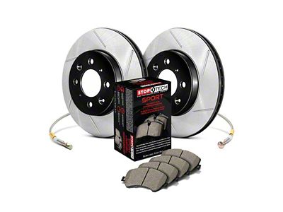 StopTech Sport Axle Slotted 6-Lug Brake Rotor and Pad Kit; Front (03-09 4Runner w/ 13.30-Inch Front Rotors)