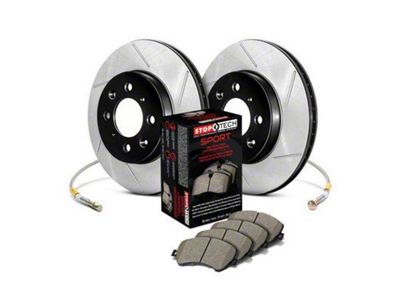 StopTech Sport Axle Slotted 6-Lug Brake Rotor and Pad Kit; Front (03-09 4Runner w/ 12.56-Inch Front Rotors)