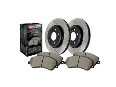 StopTech Street Axle Slotted 6-Lug Brake Rotor and Pad Kit; Front (03-09 4Runner w/ 12.56-Inch Front Rotors)