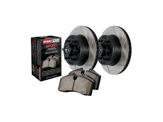 StopTech Truck Axle Slotted 6-Lug Brake Rotor and Pad Kit; Front (03-09 4Runner w/ 12.56-Inch Front Rotors)