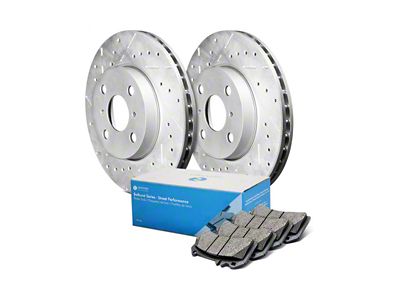 Bathurst Series Cross-Drilled and Slotted 6-Lug Brake Rotor and Street Performance Pad Kit; Front (03-07 4Runner w/ 12.56-Inch Front Rotors)