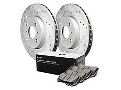Rockies Series Cross-Drilled and Slotted 6-Lug Brake Rotor and Light Truck/SUV Pad Kit; Rear (10-24 4Runner)