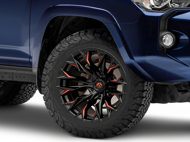 Fuel Wheels Flame Gloss Black Milled with Red Accents 6-Lug Wheel; 20x10; -18mm Offset (10-23 4Runner)