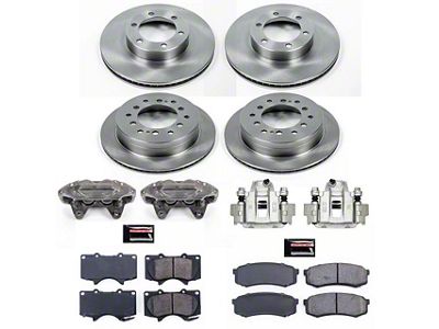 PowerStop OE Replacement 6-Lug Brake Rotor, Pad and Caliper Kit; Front and Rear (03-09 4Runner w/ 13.30-Inch Front Rotors)