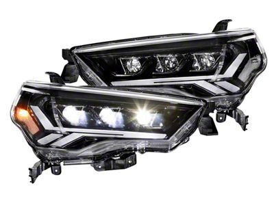 GTR Lighting Carbide LED Headlights with Amber Side Markers; Black Housing; Clear Lens (21-24 4Runner w/ Factory LED Low/Halogen High Beam Headlights)