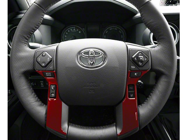 4-Button Steering Wheel Trim; Ruby Red (14-21 Tundra)