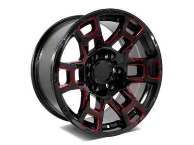 Factory Style Wheels 2021 Flow Forged 4TR Pro Style Gloss Black Red Milled 6-Lug Wheel; 20x9; 0mm Offset (22-24 Tundra)