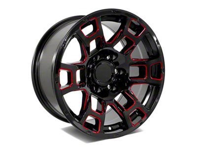 Factory Style Wheels 2021 Flow Forged 4TR Pro Style Gloss Black Red Milled 6-Lug Wheel; 20x9; -12mm Offset (22-24 Tundra)