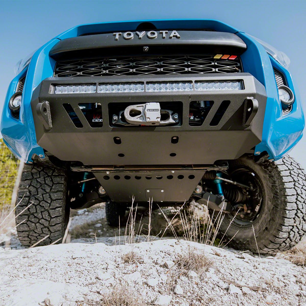 Cali Raised LED Steel Front Skid Plate; Black (14-23 4Runner)