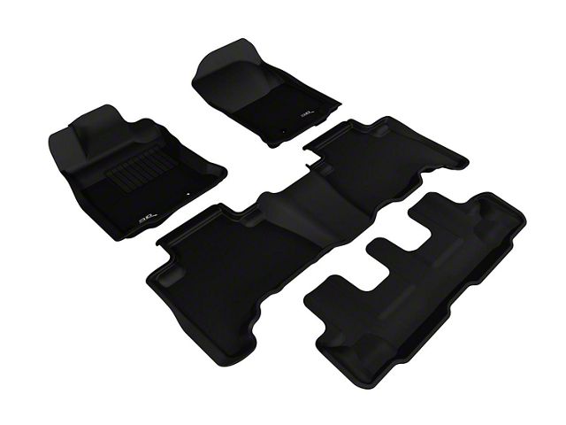3D MAXpider KAGU Series All-Weather Custom Fit Front, Rear and Third Row Floor Liners; Black (13-24 4Runner w/ Third Row Seats)