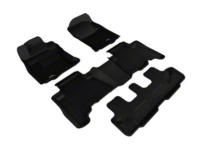 3D MAXpider KAGU Series All-Weather Custom Fit Front, Rear and Third Row Floor Liners; Black (13-23 4Runner w/ Third Row Seats)