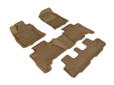 3D MAXpider KAGU Series All-Weather Custom Fit Front, Rear and Third Row Floor Liners; Tan (13-24 4Runner w/ Third Row Seats)