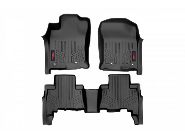 Rough Country Heavy Duty Front and Rear Floor Mats; Black (10-24 4Runner w/o Manual Transmission & Vinyl Flooring)