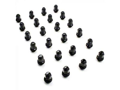 Black Factory Style Lug Nut Kit; 12mm x 1.5; Set of 24 (05-23 Tacoma)