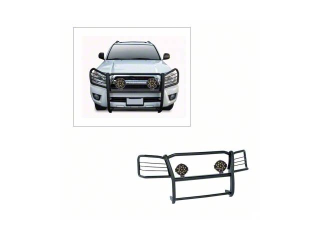Grille Guard with 7-Inch Black Round LED Lights; Black (03-09 4Runner)