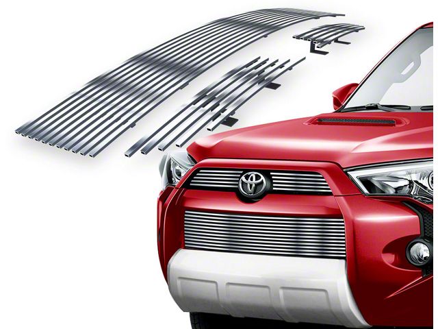 Stainless Steel Billet Upper and Lower Grille Overlay; Polished (14-19 4Runner, Excluding Limited)