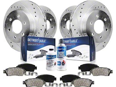 Drilled and Slotted 6-Lug Brake Rotor, Pad, Brake Fluid and Cleaner Kit; Front and Rear (03-09 4Runner w/ 12.56-Inch Front Rotors)