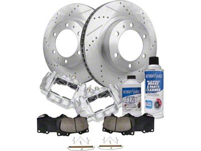 Drilled and Slotted 6-Lug Brake Rotor, Pad, Caliper, Brake Fluid and Cleaner Kit; Front (03-09 4Runner w/ 12.56-Inch Front Rotors)