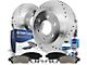 Drilled and Slotted 6-Lug Brake Rotor, Pad, Brake Fluid and Cleaner Kit; Front (05-23 Tacoma)