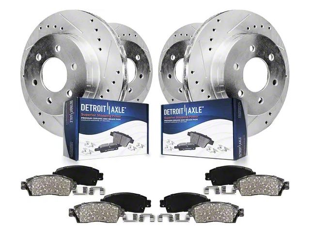 Drilled and Slotted 6-Lug Brake Rotor and Pad Kit; Front and Rear (03-09 4Runner w/ 12.56-Inch Front Rotors)