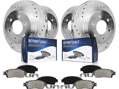 Drilled and Slotted 6-Lug Brake Rotor and Pad Kit; Front and Rear (03-09 4Runner w/ 13.30-Inch Front Rotors)