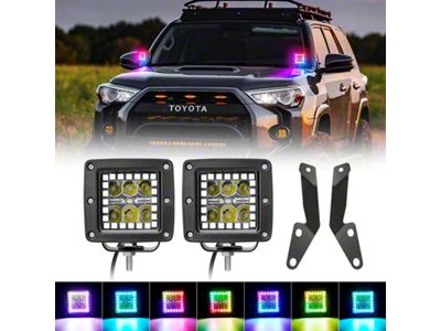 3-Inch RGB Halo LED Ditch Lights with Mounting Brackets (14-24 4Runner)