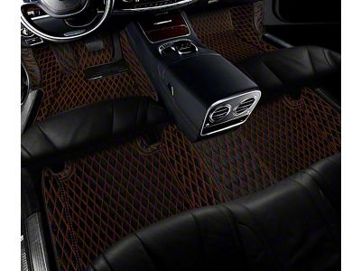Single Layer Diamond Front and Rear Floor Mats; Black and Orange Stitching (10-24 4Runner w/o Third Row Seats)