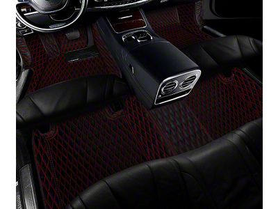 Single Layer Diamond Front and Rear Floor Mats; Black and Red Stitching (10-24 4Runner w/o Third Row Seats)