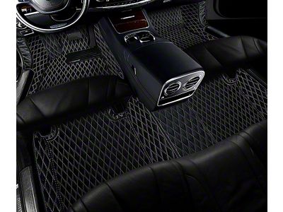 Single Layer Diamond Front and Rear Floor Mats; Black and White Stitching (10-24 4Runner w/o Third Row Seats)