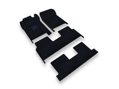 Single Layer Diamond Front, Rear and Third Row Floor Mats; Black and Black Stitching (10-24 4Runner w/ Full Middle Seat)