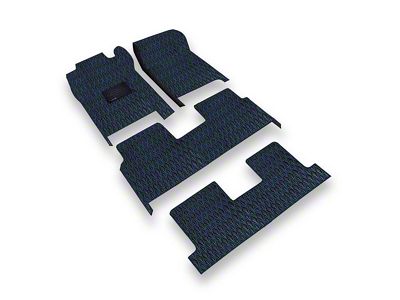 Single Layer Diamond Front, Rear and Third Row Floor Mats; Black and Blue Stitching (10-24 4Runner w/ Full Middle Seat)
