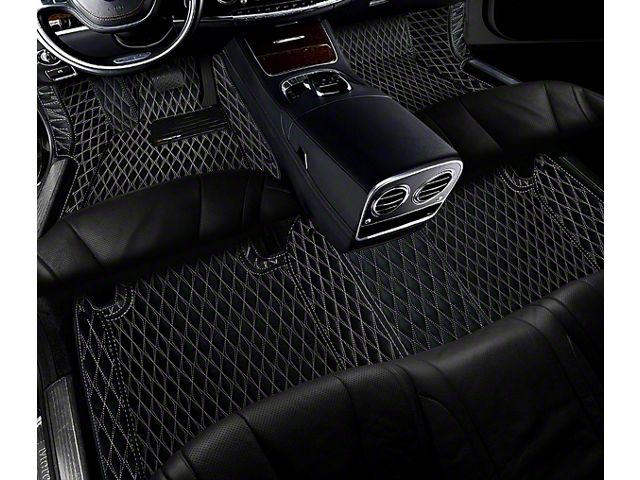 Single Layer Diamond Trunk Mat; Black and White Stitching (10-24 4Runner w/ Full Middle Seat)