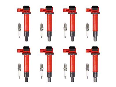 Ignition Coils with Spark Plugs; Red (03-09 4.7L 4Runner)
