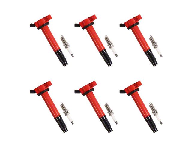 Ignition Coils with Spark Plugs; Red (14-17 4.0L 4Runner)