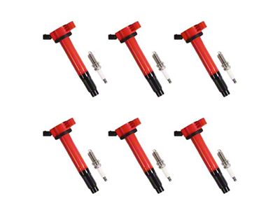Ignition Coils with Spark Plugs; Red (14-17 4.0L 4Runner)