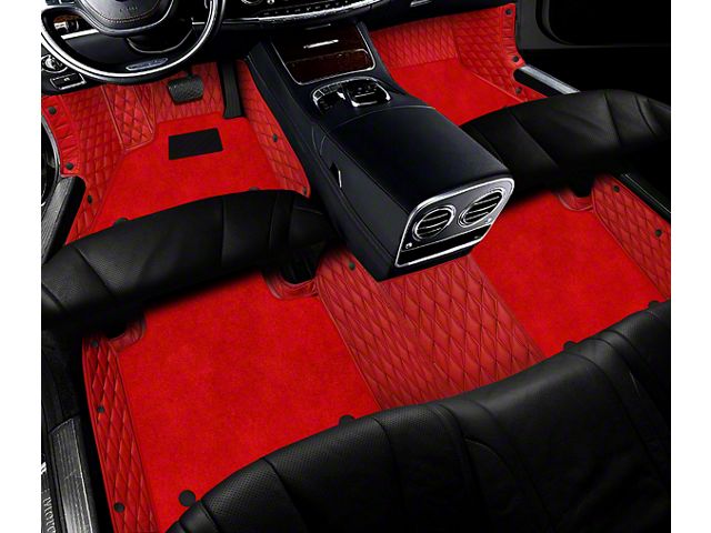Double Layer Diamond Front and Rear Floor Mats; Base Layer Red and Top Layer Black (10-24 4Runner w/o Third Row Seats)